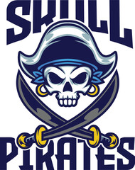 Pirates mascot logo with vector illustration in esport logo style