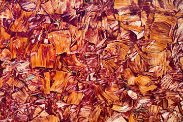 Red abstract texture with wood fibers. Bright abstract texture. Red background.