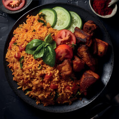 image Jollof rice or simply jollof, also called Benachin, is a single-pot rice dish popular in West African countries