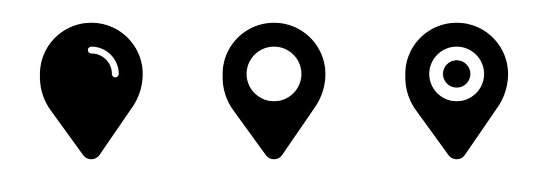 Pin location icon set for map and navigation