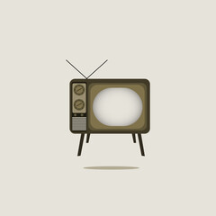old school television vector retro analog flat design simple mock up animation attractive