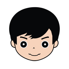 Vector illustration of cute kawaii boy face on white background