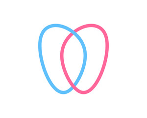 Teeth with Blue and pink line vector