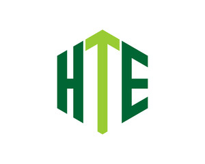 H,T and E Letter in the hexagon shape logo