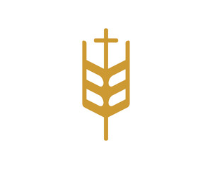 Combination wheat with cross vector logo