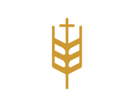 Combination wheat with cross vector logo