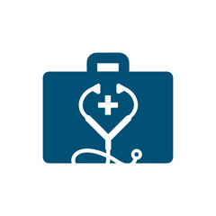 Obraz premium Medical doctor bag with stethoscope icon.