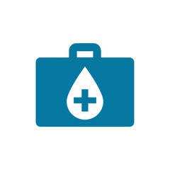 Emergency blood transfer services logo and icon design.
Doctors bag with blood icon.