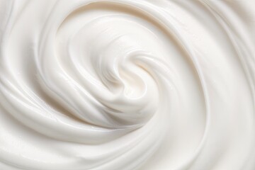 Fototapeta na wymiar Smooth and creamy white cosmetic lotion. Healthy and natural skincare product. Closeup of soft and beauty cream with milk texture
