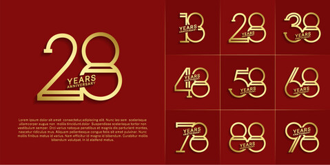 set of anniversary logotype golden color for special celebration event