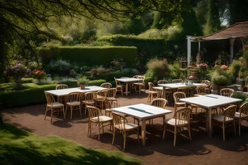 restaurant in the garden generated by AI