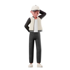 3D Character  3D Render Illustration on isolated Background PNG Style All Feeling 
