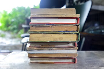 stack of old books
