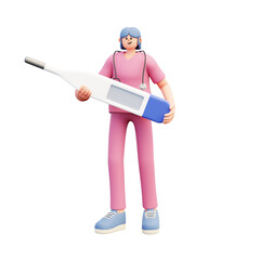 female doctor holding blank thermometer