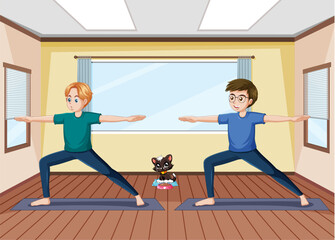Obraz premium Two Friends Practicing Yoga