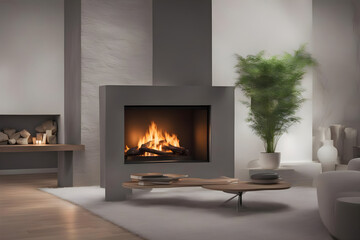 Fireplace Concept. AI generated. Cozy. Warmth. Comfort. Relaxation. Ambiance. Winter Evenings. Hearth. Flames. Homey. Snug. Inviting. Fireside. Crackling. Intimacy. Hygge. Rustic. Cabin Life. Winterti