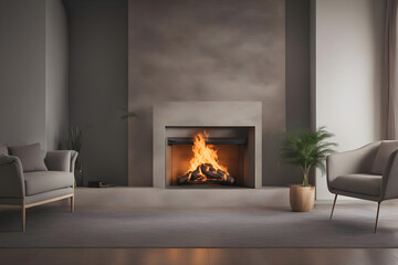 Fireplace Concept. AI generated. Cozy. Warmth. Comfort. Relaxation. Ambiance. Winter Evenings. Hearth. Flames. Homey. Snug. Inviting. Fireside. Crackling. Intimacy. Hygge. Rustic. Cabin Life. Winterti