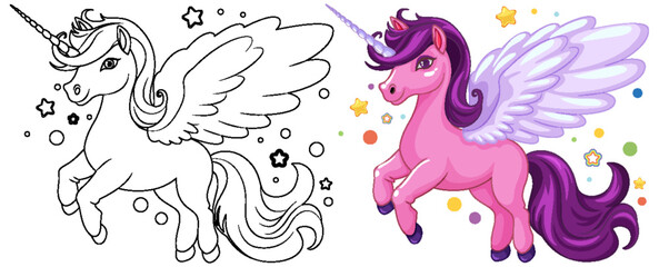 Cute Unicorn Cartoon Coloring Pages