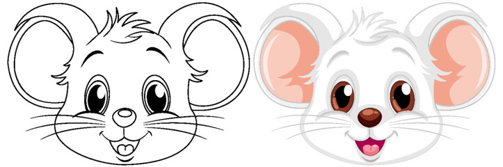 Coloring cute rat cartoon and its colour