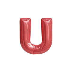 Alphabet U made of red inflatable balloons