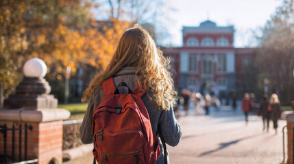 student going on a class at the university. Generative AI