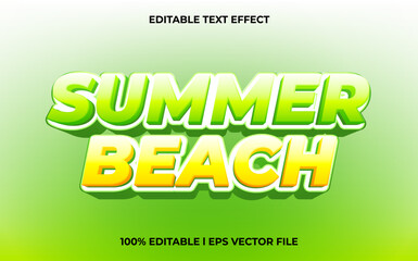 Summer beach 3d text effect with blue ice theme. green typography for products tittle