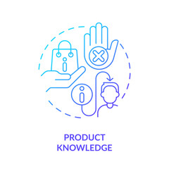 Product knowledge blue gradient concept icon. Accurate information. Customer service. Sales rep. Retail salesperson. Round shape line illustration. Abstract idea. Graphic design. Easy to use