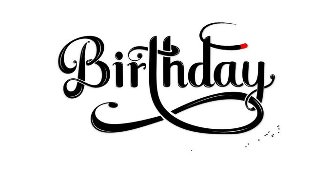 Happy Birthday Handwritten Animated Text in black Color on the white background alpha channel. Great for birthday wishes or opening videos for greetings on special days. Transparent background
