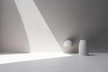 Light ackground image in gray tones with minimalist design of lights and shadows for product presentation or other creative purposes, Generative AI