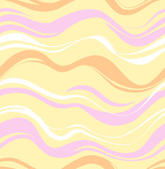 Wavy Seamless Trippy Pattern. Abstract Vector Swirl Backgrounds. 1970 Aesthetic Textures with Flowing Waves
