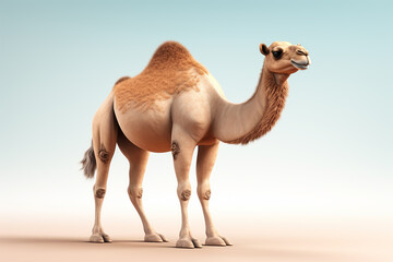 3d rendered camel on isolated white background. Generative ai