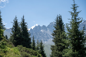 Mountains around Almaty Kazakhstan, Talgar gorge and ski resort Akbulak