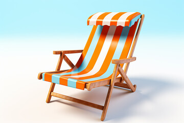 3d rendered beach chair on isolated white background. Generative ai