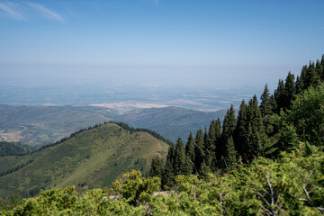 Naklejka premium Mountains around Almaty Kazakhstan, Talgar gorge and ski resort Akbulak