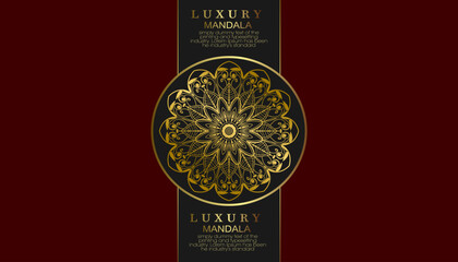 Red luxury background, with gold mandala ornament