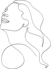 One line drawing face. Abstract woman portrait. Modern minimalism art. - Vector illustration