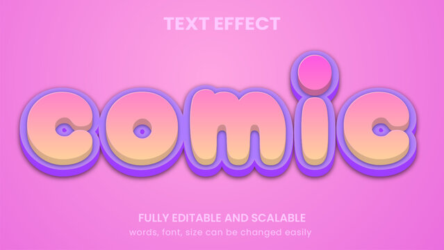 colorful kids Comic Cartoon tittle 3d graphic style editable text effect	