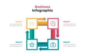 Vector illustration Composition from colored cubes business infographics 4 parts 