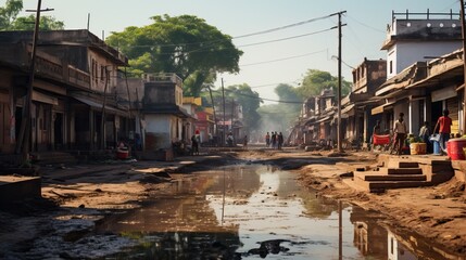 inner city slums in india ai generated - obrazy, fototapety, plakaty