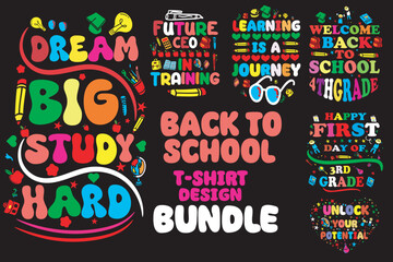 Fototapeta na wymiar Back to school t shirt design bundle