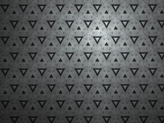 diamond plate, silver Gray triangle and flower repeat pattern, with gradient gray background illustration
