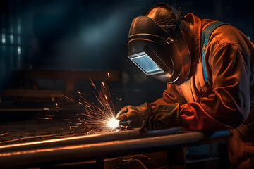 A welder welding a pipe