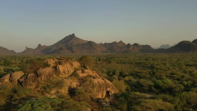 Aerial view of a mountainious landscape Imatong South Sudan