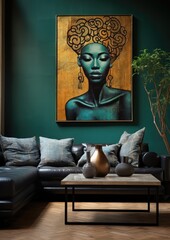 A loveseat, sofa, and cat bask in the warmth of a cozy living room, adorned with an artfully crafted painting in a picture frame, creating an inviting atmosphere for family and friends