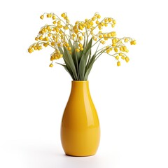 Fototapeta premium decorative vase with flowers on plain white background - created using generative AI tools