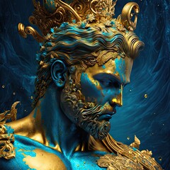 Powerful Neptune or Poseidon, greek god of water - obrazy, fototapety, plakaty