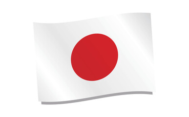 Fototapeta シンプルで艶・光沢感のある日本国旗・日の丸・旗・フラッグの単体ベクターイメージ obraz
