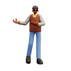 male teacher explaining 3d illustration