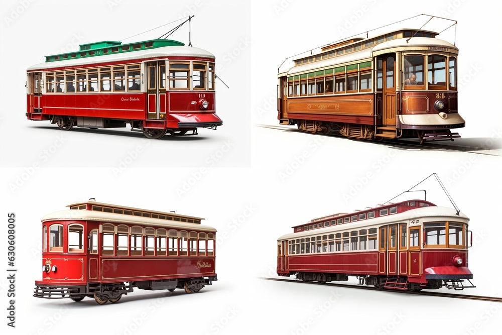 Poster set of trolleybuses isolated on white background.