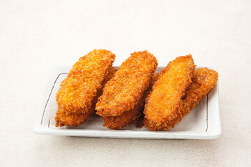 Pisang Goreng Krispi or crispy banana fritters. Indonesian food
